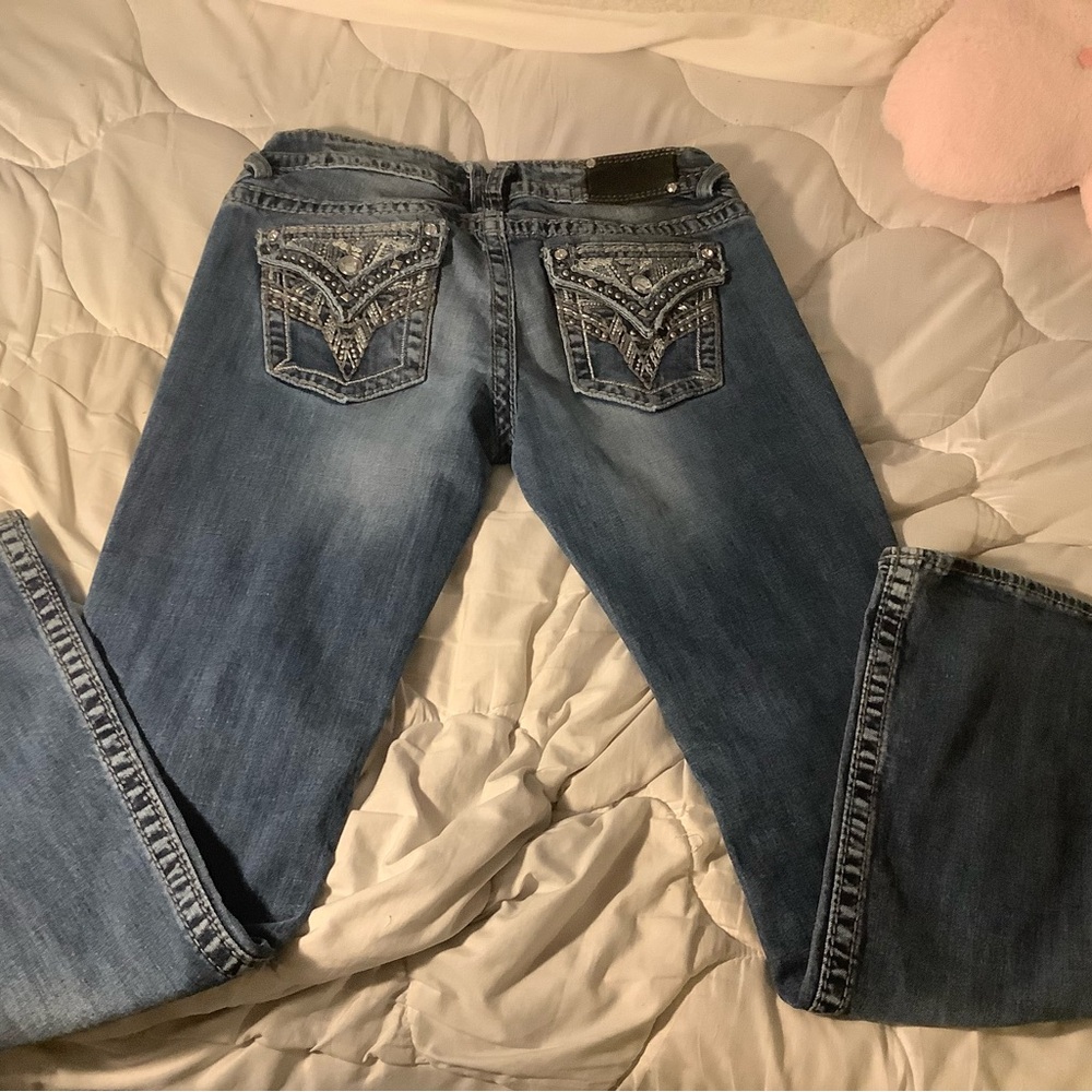 VIGOSS low rise bootcut embellished jeans